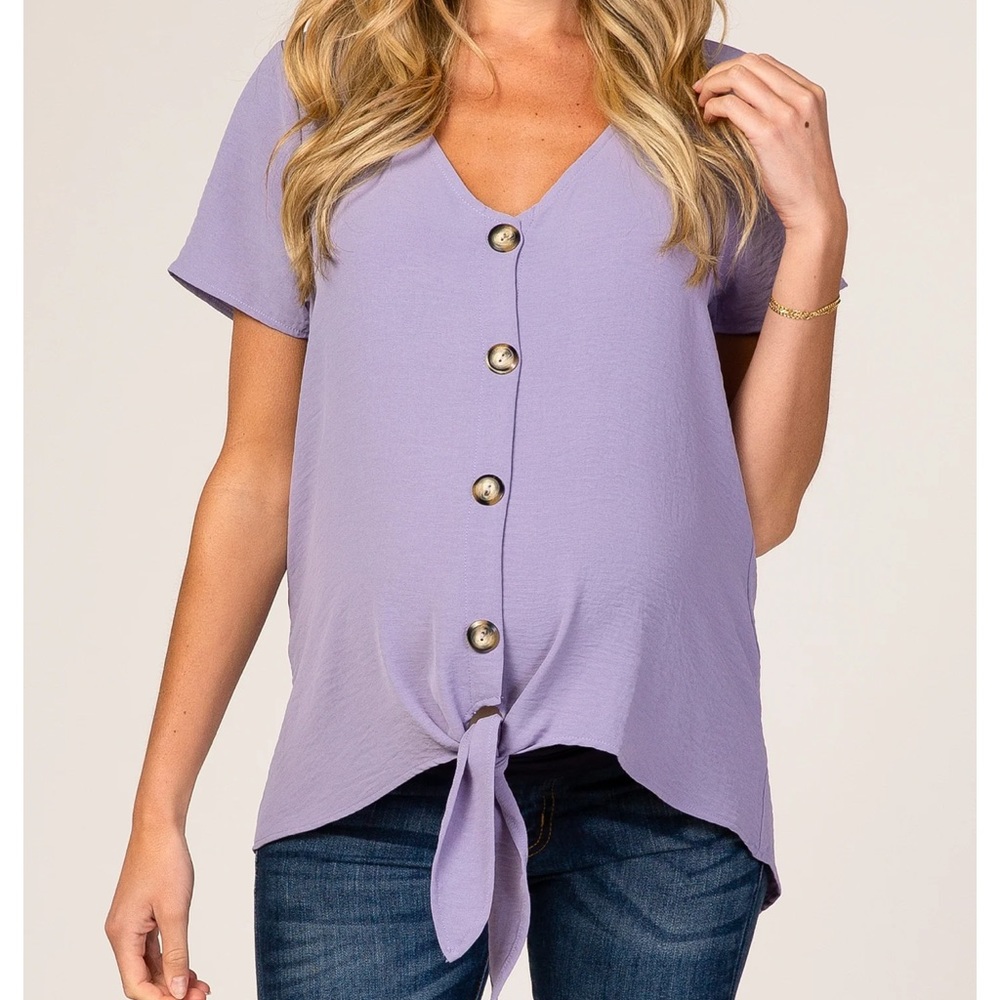 Pink Blush Lavender Short Sleeved Maternity Top